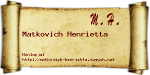 Matkovich Henrietta névjegykártya
